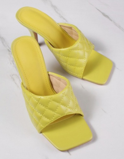 Replica High Heel Square Toe Solid Ladies Slippers #799436 $26.53 USD for Wholesale