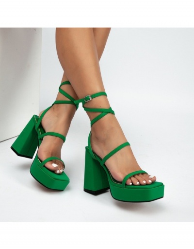  Street Pure Color Square Toe Platform Sandals #799451 $40.03 USD, Wholesale Fashion Heels