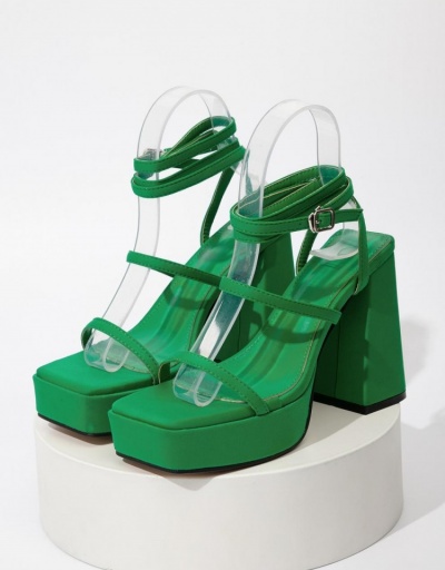 Replica  Street Pure Color Square Toe Platform Sandals #799451 $40.03 USD for Wholesale