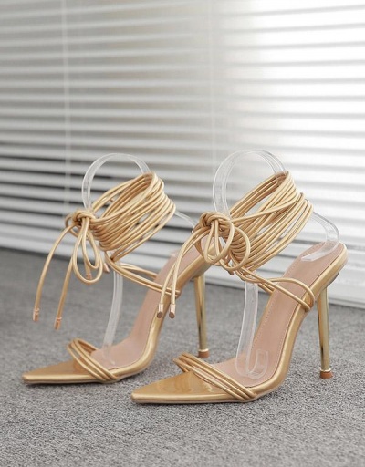 Replica Sexy Cross Lace Up Stiletto Heeled Sandals #799459 $36.04 USD for Wholesale