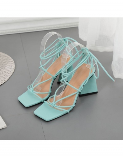 Latest Square Toe Chunky  Lace Up Heeled Sandals  #799465 $38.81 USD, Wholesale Fashion Heels