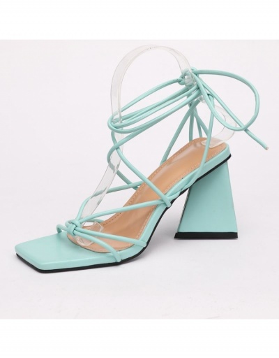 Replica Latest Square Toe Chunky  Lace Up Heeled Sandals  #799465 $38.81 USD for Wholesale