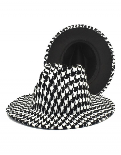 Vintage Houndstooth Black Warm Jazz Cap #799468 $12.58 USD, Wholesale Fashion Hats