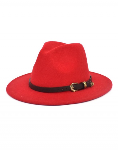 Replica Fashion Solid Belt Accessories Versatile Fedora Hat #799497 $11.65 USD for Wholesale