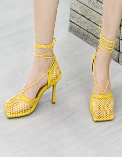 Replica Breathable Mesh Closed Toe Lace-Up Heel Sandal #799500 $39.00 USD for Wholesale