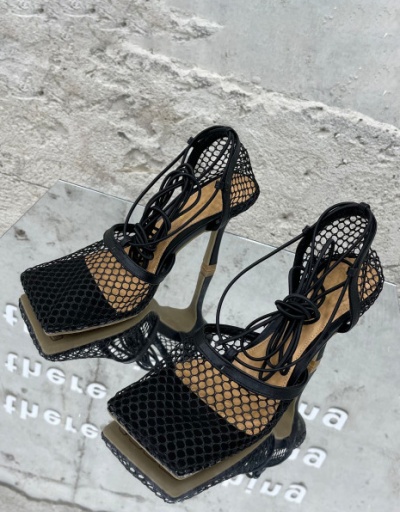 Replica Breathable Mesh Closed Toe Lace-Up Heel Sandal #799500 $39.00 USD for Wholesale