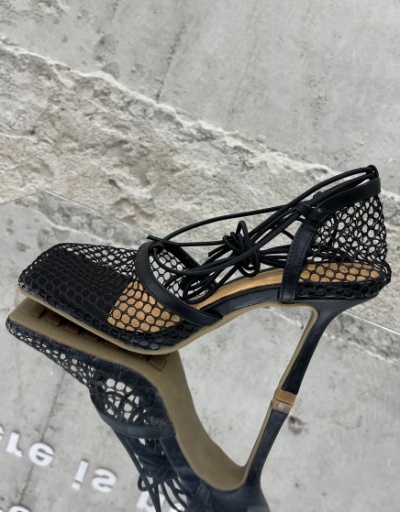 Replica Breathable Mesh Closed Toe Lace-Up Heel Sandal #799500 $39.00 USD for Wholesale