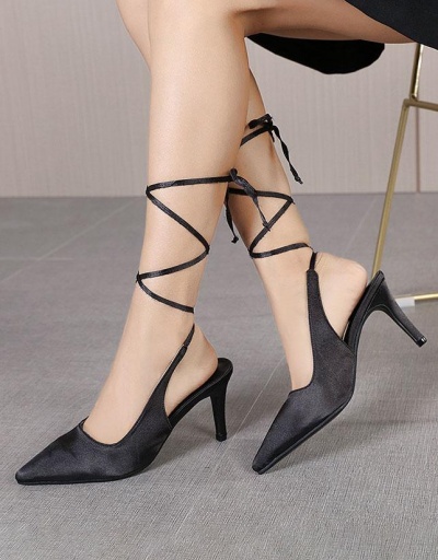 Replica Cross Lace Up Pointed Toe Wedding Heels #799530 $36.86 USD for Wholesale