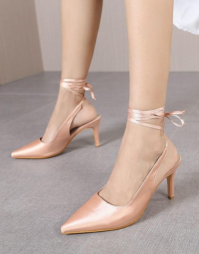 Replica Cross Lace Up Pointed Toe Wedding Heels #799530 $36.86 USD for Wholesale