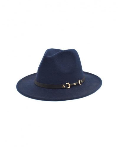 Replica Modern Solid Flat Brim Fedora Hat #799560 $11.28 USD for Wholesale