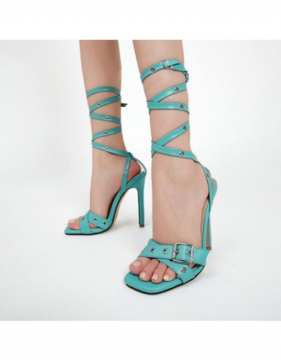 Replica Black   Lace Up Buckle Strap   Stiletto Heeled Sandals  #799561 $38.32 USD for Wholesale