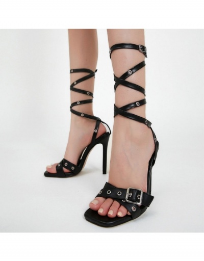 Replica Black   Lace Up Buckle Strap   Stiletto Heeled Sandals  #799561 $38.32 USD for Wholesale