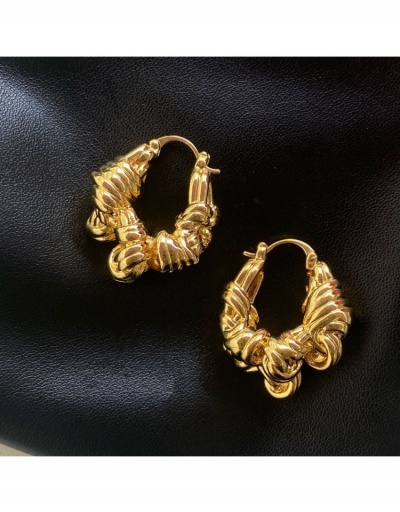  Retro Pure Color Metal Decor Twist Earrings #799570 $4.65 USD, Wholesale Fashion Earrings