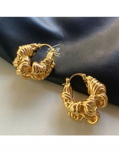 Replica  Retro Pure Color Metal Decor Twist Earrings #799570 $4.65 USD for Wholesale