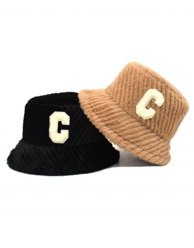 Warm Letter C Faux Fur Bucket Cap #799574 $12.85 USD, Wholesale Fashion Hats