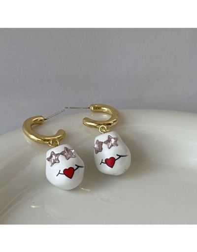 Replica  Women's Funny Faux Pearl Graffiti Earrings #799590 $12.43 USD for Wholesale