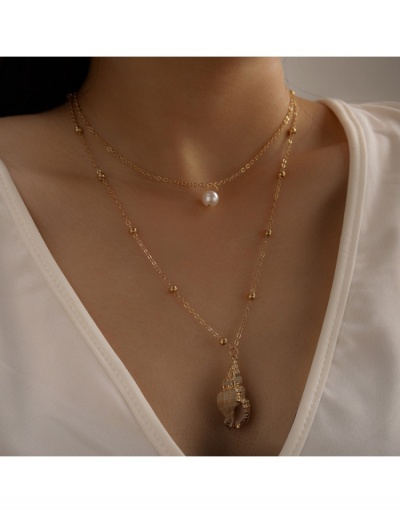 Beach Metal Geometric Shell Pendant Layered Necklace #799606 $4.73 USD, Wholesale Fashion Necklaces