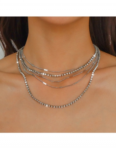 Alloy Material Rhinestone Chain Layered Necklace #799610 $8.75 USD, Wholesale Fashion Necklaces