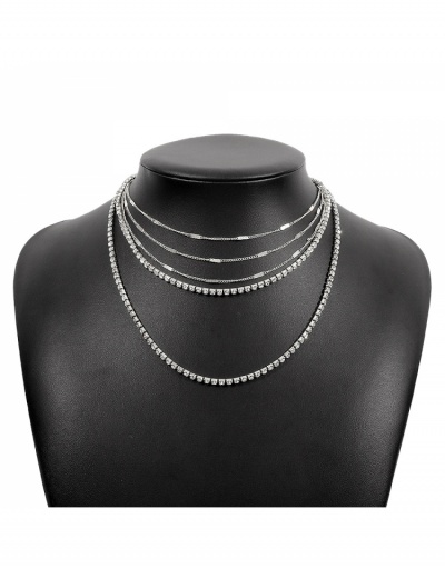 Replica Alloy Material Rhinestone Chain Layered Necklace #799610 $8.75 USD for Wholesale