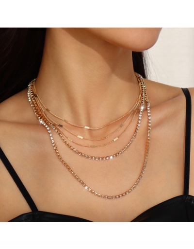 Replica Alloy Material Rhinestone Chain Layered Necklace #799610 $8.75 USD for Wholesale