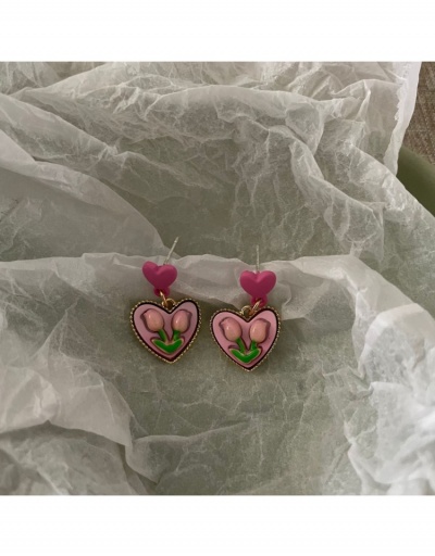  Heart Tulip Flower Sweet Earrings #799613 $6.38 USD, Wholesale Fashion Earrings