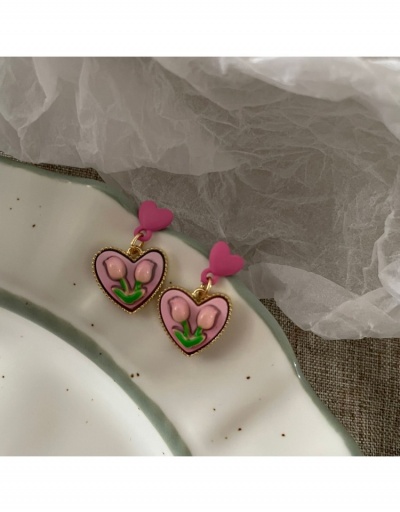 Replica  Heart Tulip Flower Sweet Earrings #799613 $6.38 USD for Wholesale