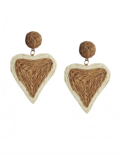  Heart Contrast Color Weave Bohemian Earrings #799625 $7.53 USD, Wholesale Fashion Earrings