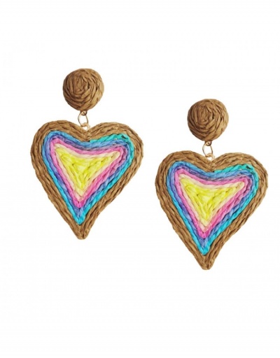 Replica  Heart Contrast Color Weave Bohemian Earrings #799625 $7.53 USD for Wholesale