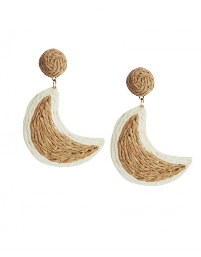  Weave Contrast Color Moon Earrings #799627 $7.28 USD, Wholesale Fashion Earrings