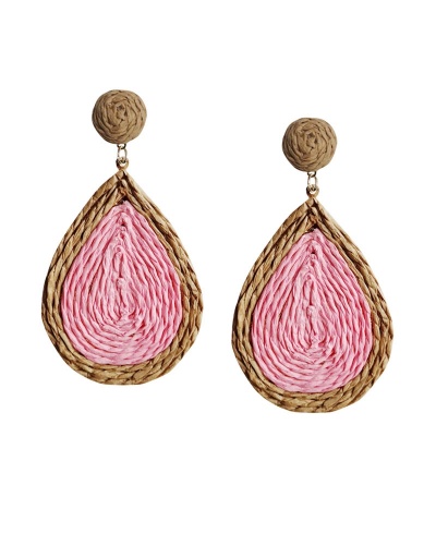 Vacation Ladies Raffia  Contrast Color  Drop-shaped  Earrings #799634 $6.99 USD, Wholesale Fashion Earrings