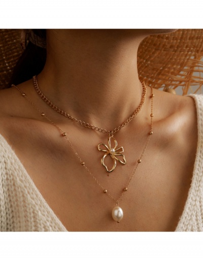 Double Layered Flower Faux Pearl Patch Necklace #799638 $4.85 USD, Wholesale Fashion Necklaces