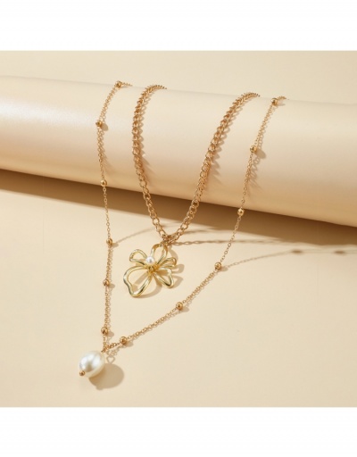 Replica Double Layered Flower Faux Pearl Patch Necklace #799638 $4.85 USD for Wholesale