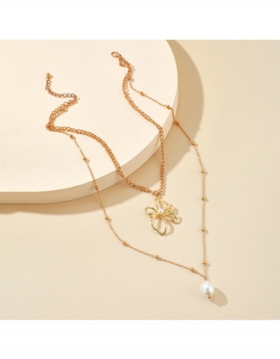 Replica Double Layered Flower Faux Pearl Patch Necklace #799638 $4.85 USD for Wholesale