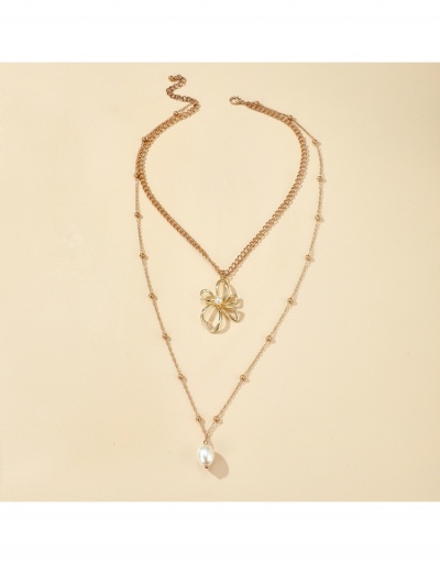 Replica Double Layered Flower Faux Pearl Patch Necklace #799638 $4.85 USD for Wholesale