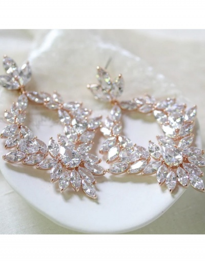 Replica  Metal Decor Flower Decor Rhinestone Earrings #799650 $14.61 USD for Wholesale