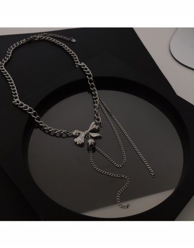 Replica Street Solid Bow Tassel Titanium Steel  Necklace #799651 $6.89 USD for Wholesale