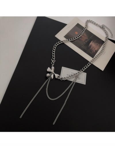 Replica Street Solid Bow Tassel Titanium Steel  Necklace #799651 $6.89 USD for Wholesale