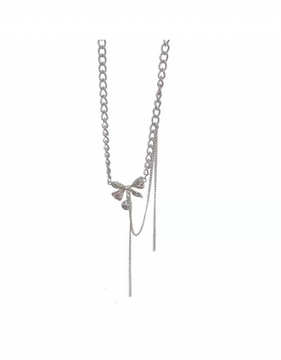 Replica Street Solid Bow Tassel Titanium Steel  Necklace #799651 $6.89 USD for Wholesale