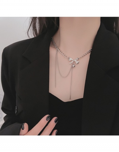 Replica Street Solid Bow Tassel Titanium Steel  Necklace #799651 $6.89 USD for Wholesale