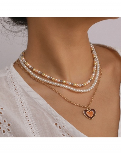 Replica Fashion Faux Pearl Multi Layered Pendant Necklace #799690 $8.63 USD for Wholesale