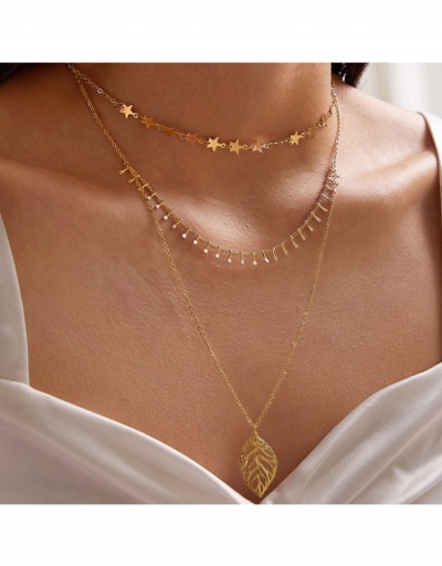 Layered Leaf Pendant Star Ladies Necklace #799711 $4.73 USD, Wholesale Fashion Necklaces