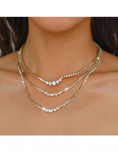 Replica  Rhinestone Layered Simple Hip Hop Female Necklace #799717 $9.26 USD for Wholesale