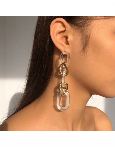  Exaggerated Metal Decor Acrylic Chain Earrings #799720 $6.10 USD, Wholesale Fashion Earrings