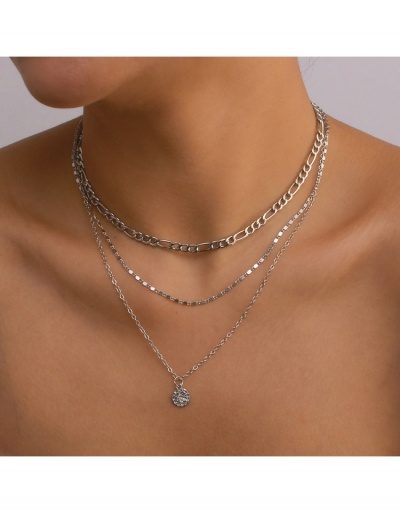 Geometric Hollow Out Pendant Layered Necklace #799724 $7.98 USD, Wholesale Fashion Necklaces