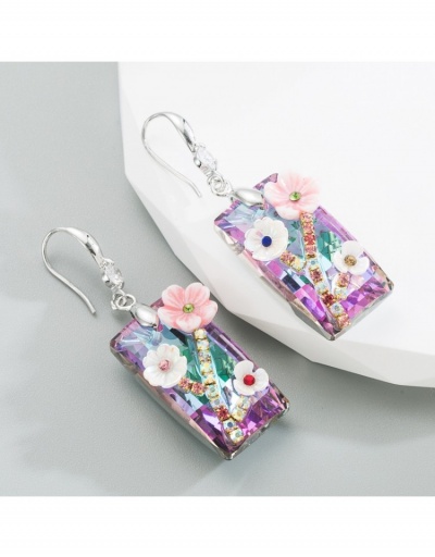  Street Retro Style Flower Patch Rhinestone Ladies Earrings #799734 $9.67 USD, Wholesale Fashion Earrings