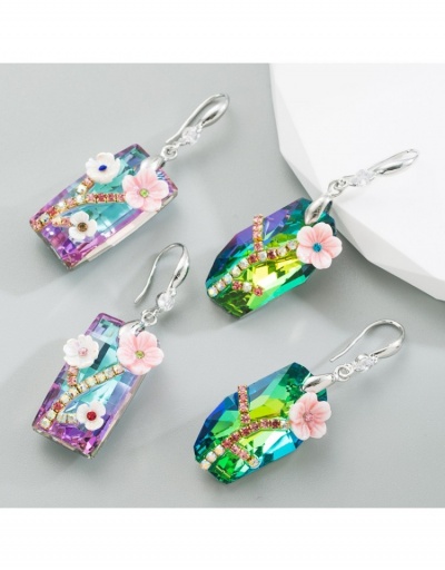 Replica  Street Retro Style Flower Patch Rhinestone Ladies Earrings #799734 $9.67 USD for Wholesale