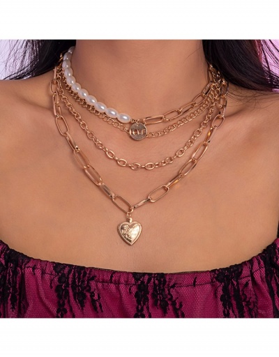 Vintage Faux Pearl  Heart Pendant Layered Necklace #799758 $6.90 USD, Wholesale Fashion Necklaces