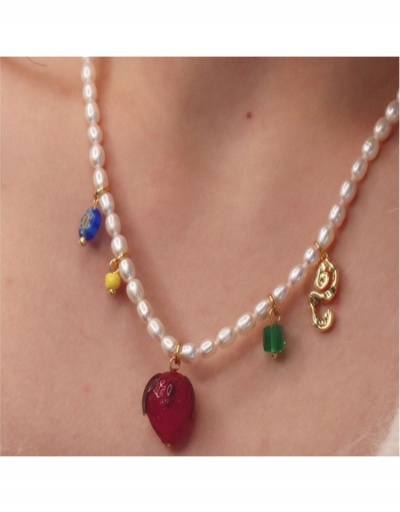 Replica Pearl Chain  Strawberry Glass Design Necklace #799764 $16.78 USD for Wholesale