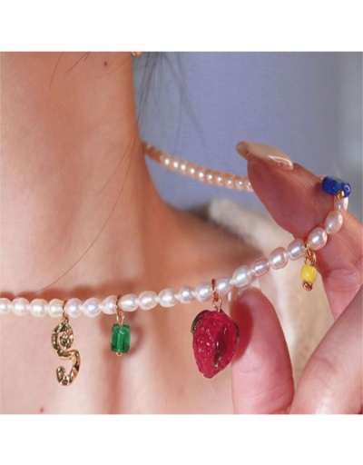 Replica Pearl Chain  Strawberry Glass Design Necklace #799764 $16.78 USD for Wholesale