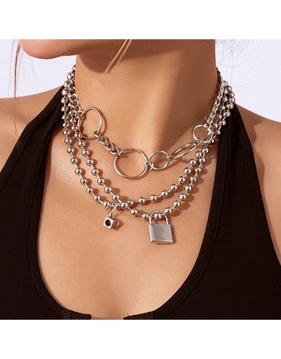  Hip-hop Style Geometric Overlapping Necklace #799768 $7.36 USD, Wholesale Fashion Necklaces